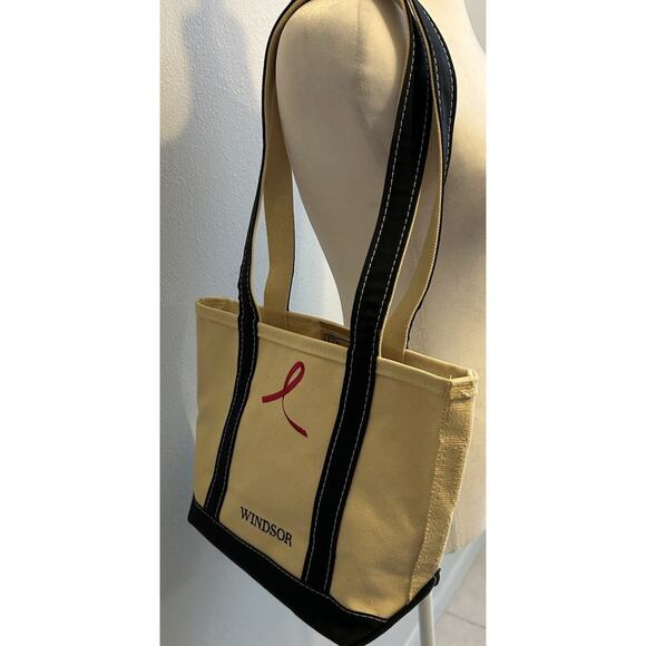 L.L. Bean Vintage Boat Tote Bag Canvas Pink Brest Cancer Logo Gorgeous Mint USA - Picture 15 of 15